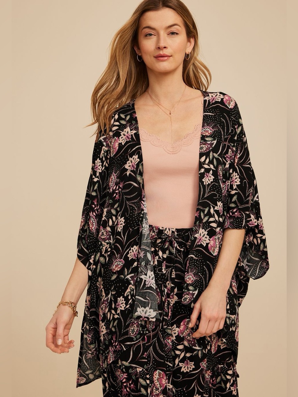 Maurices Paisley Floral Kimono One Size NWT